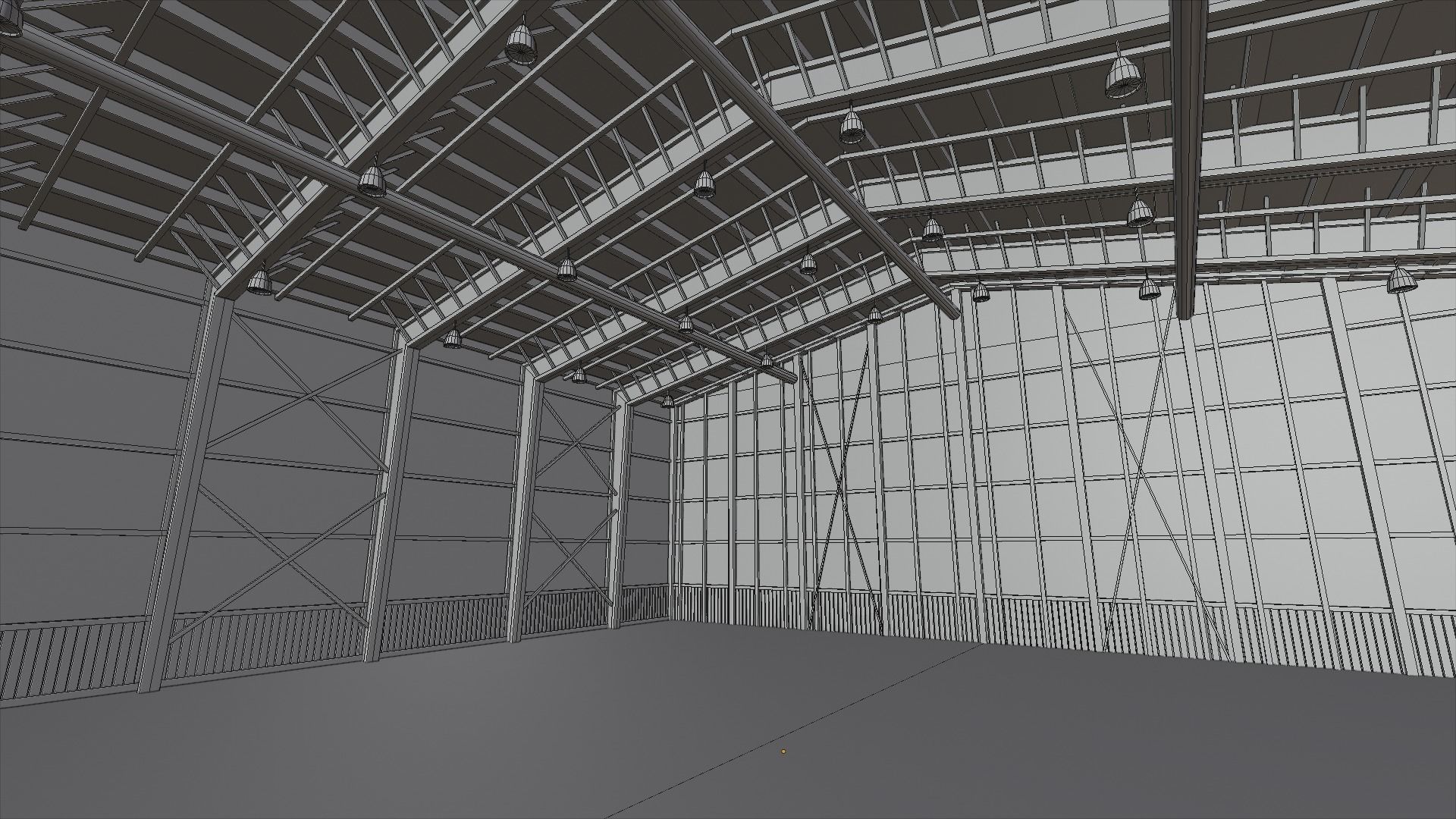 Airplane Hangar Interior 3D Model Low-poly 3D model_3