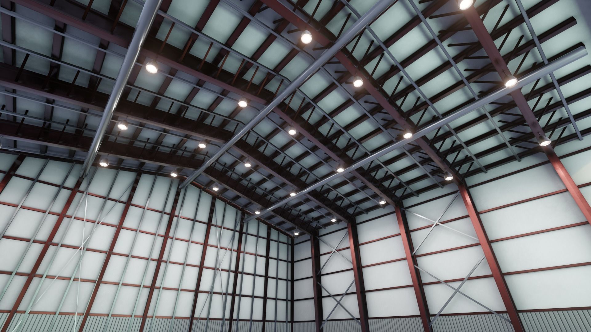 Airplane Hangar Interior 3D Model Low-poly 3D model_13