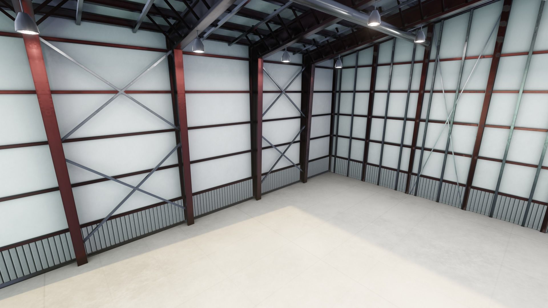 Airplane Hangar Interior 3D Model Low-poly 3D model_10