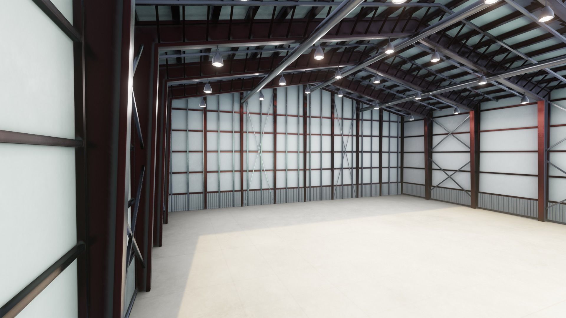 Airplane Hangar Interior 3D Model Low-poly 3D model_4