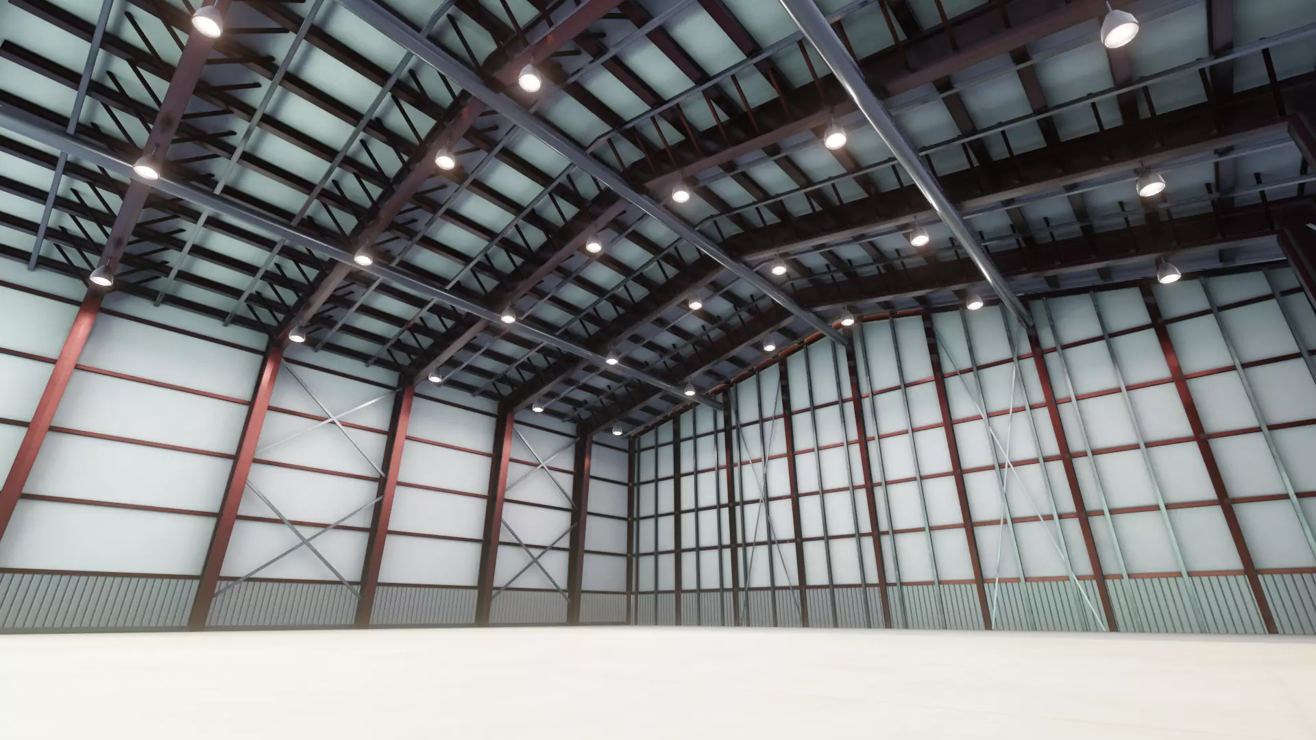 Airplane Hangar Interior 3D Model Low-poly 3D model_0