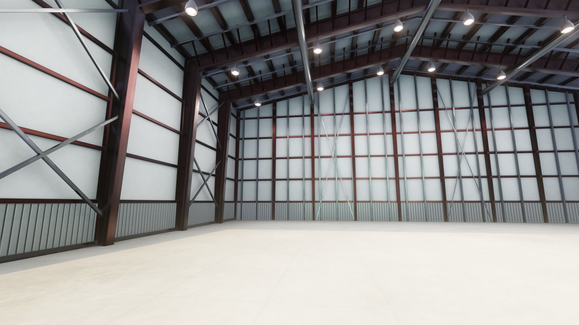 Airplane Hangar Interior 3D Model Low-poly 3D model_6