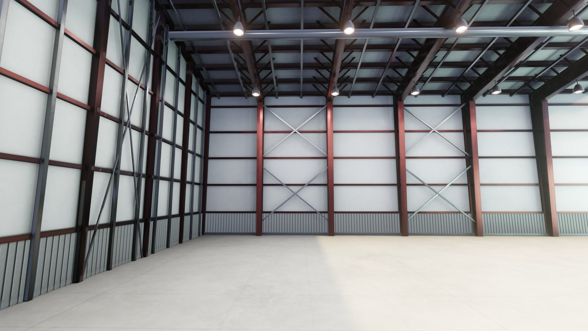 Airplane Hangar Interior 3D Model Low-poly 3D model_17