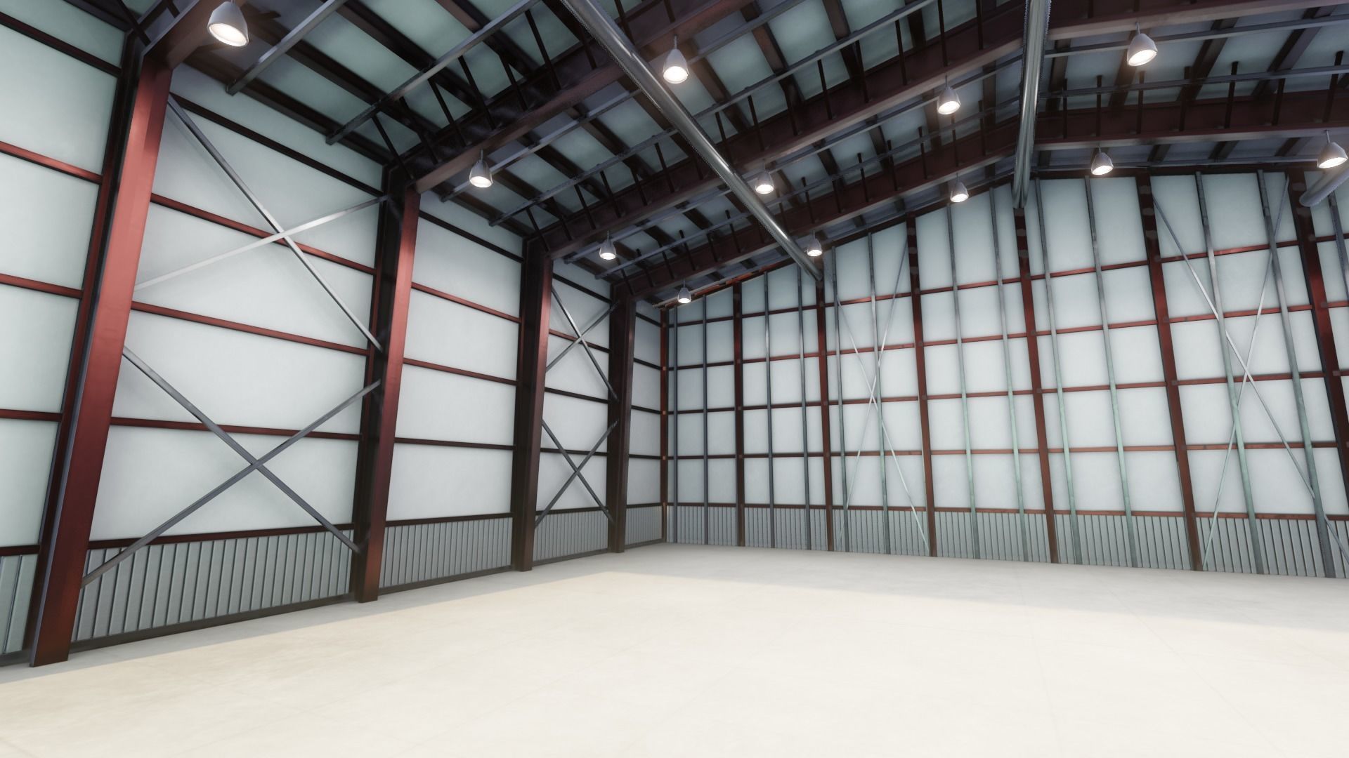 Airplane Hangar Interior 3D Model Low-poly 3D model_12