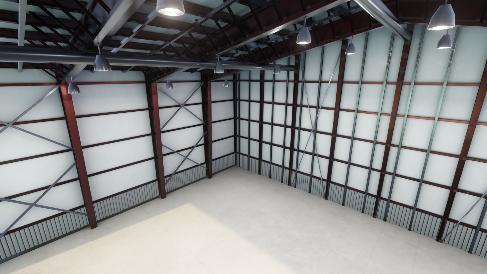 Airplane Hangar Interior 3D Model Low-poly 3D model_5