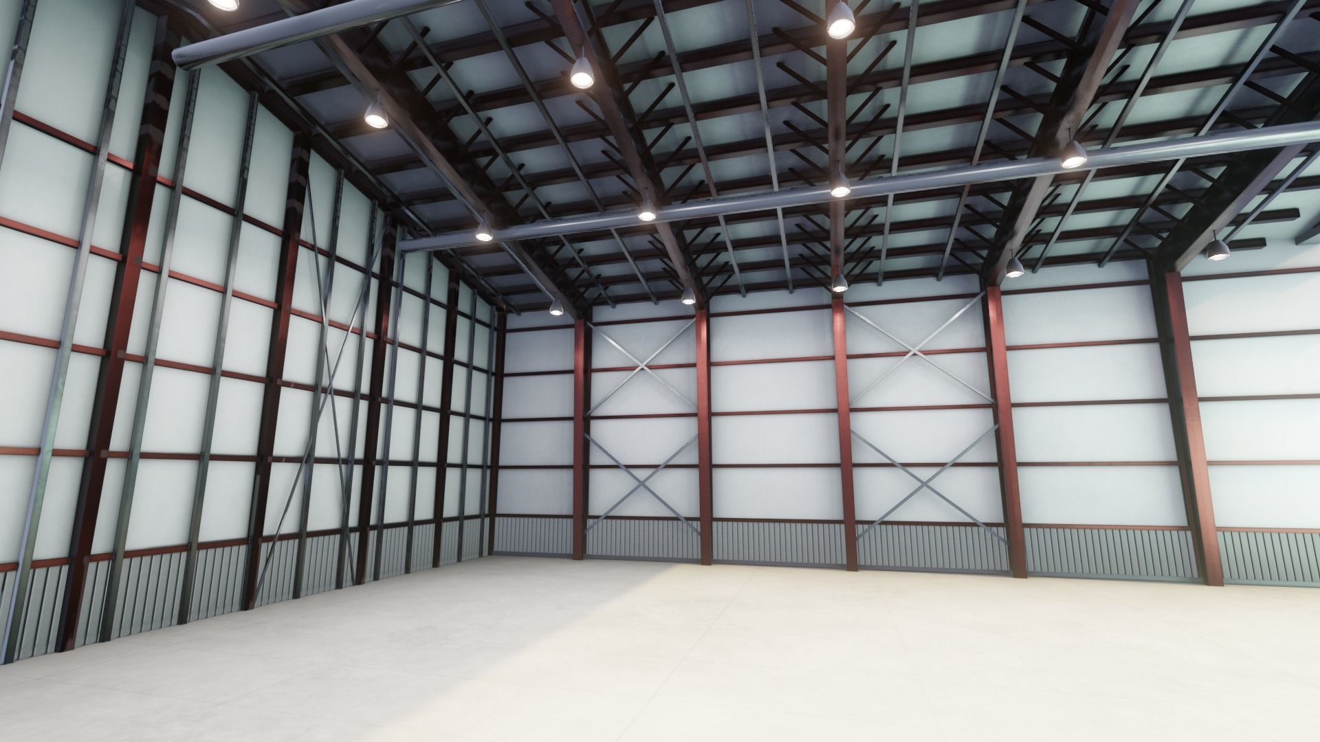 Airplane Hangar Interior 3D Model Low-poly 3D model_7