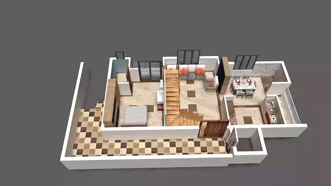 3d plans floor plan of two bedroom apartment