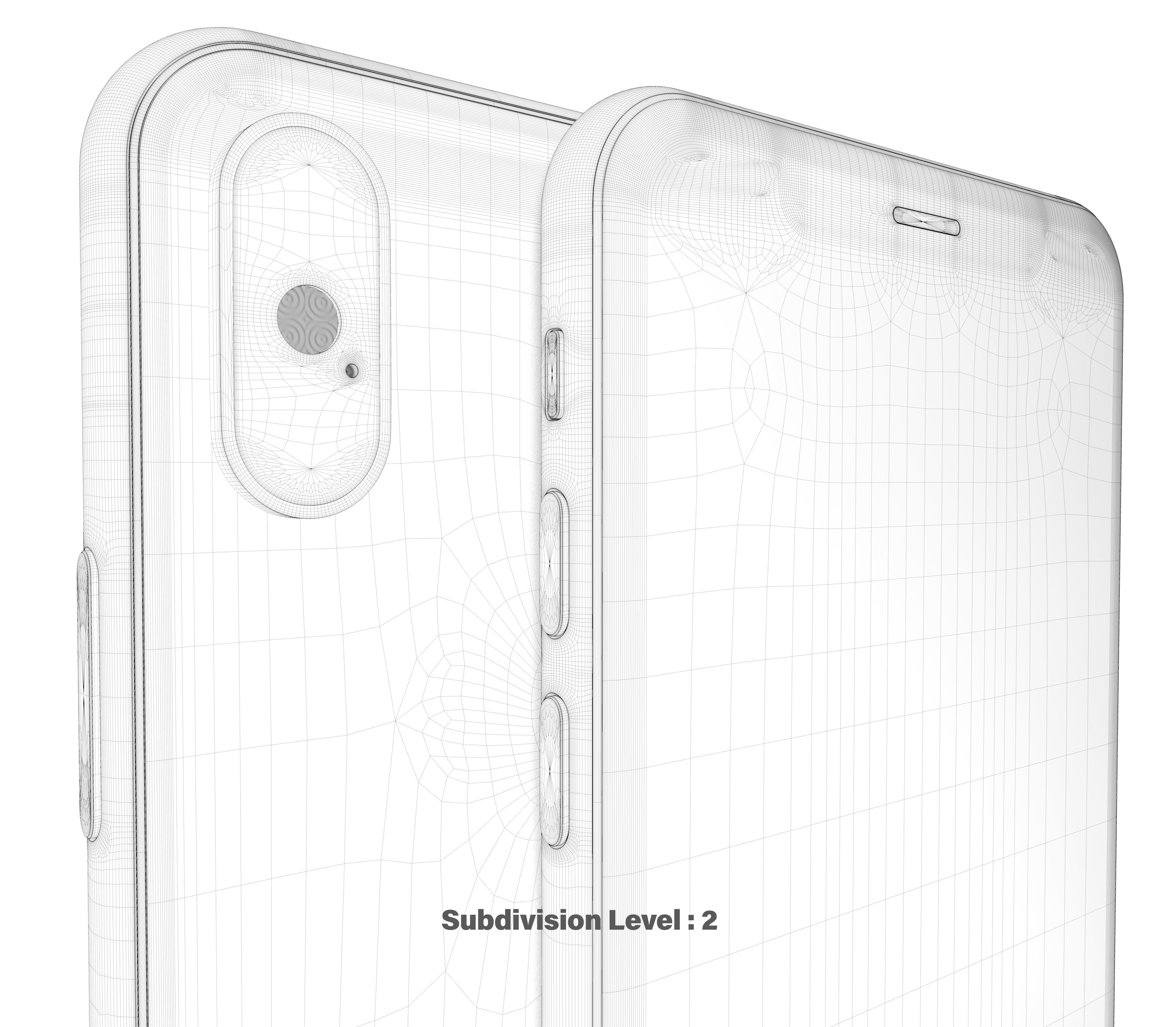 Apple iPhone Xs Silver Low-poly 3D model_28