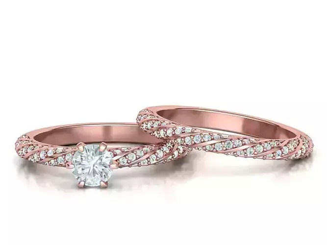 AMANDA WEDDING SET 2 ENGAGEMENT and BAND rings 3dmodels 3D Model Collection