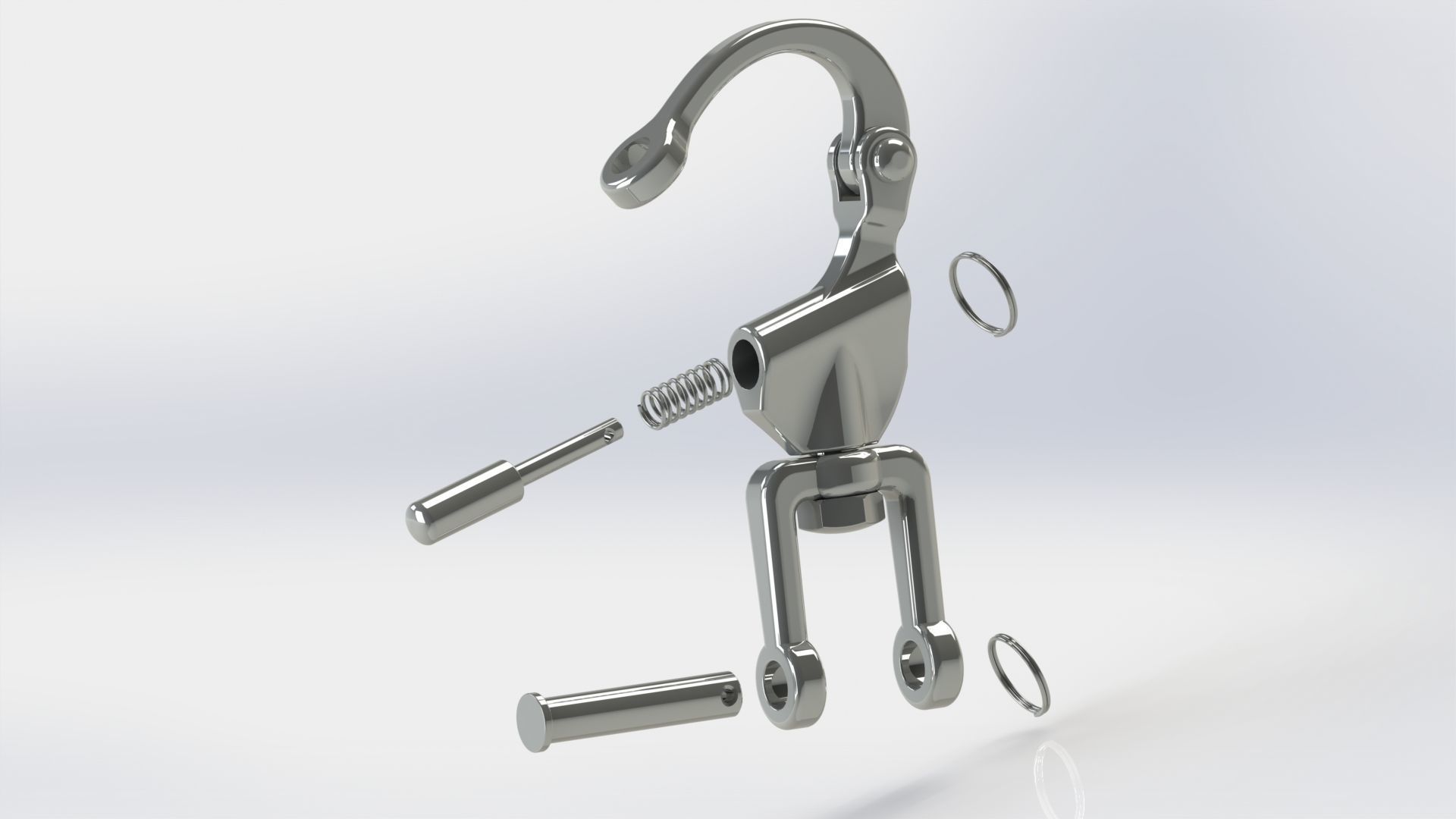 Quick release swivel carabiner with ring 3D model_4