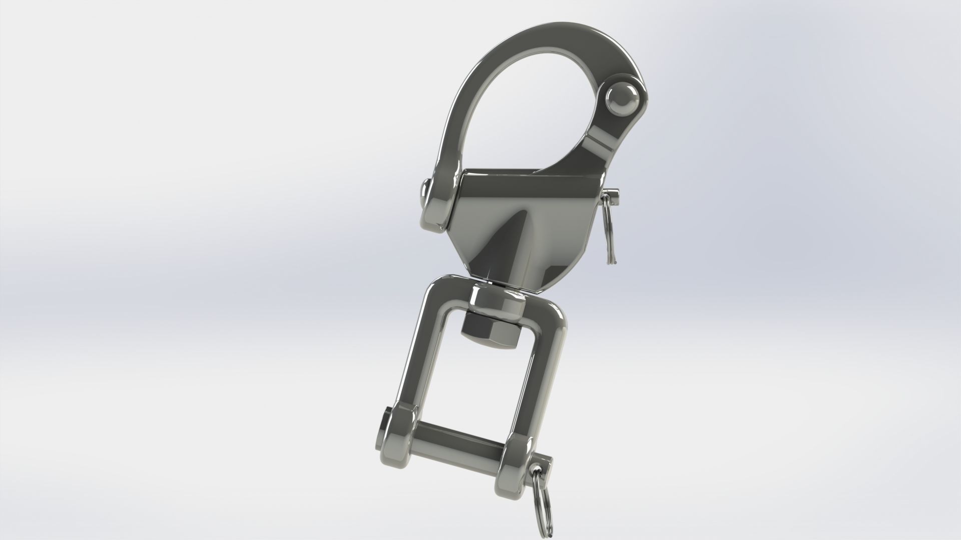 Quick release swivel carabiner with ring 3D model_1