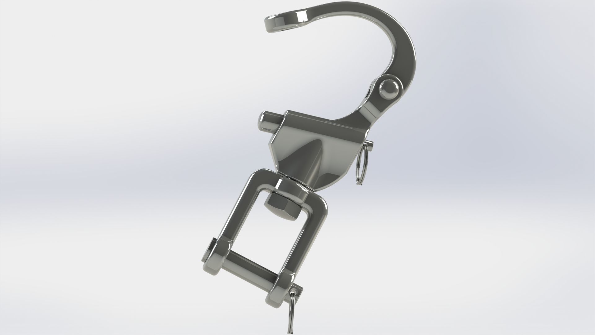 Quick release swivel carabiner with ring 3D model_3