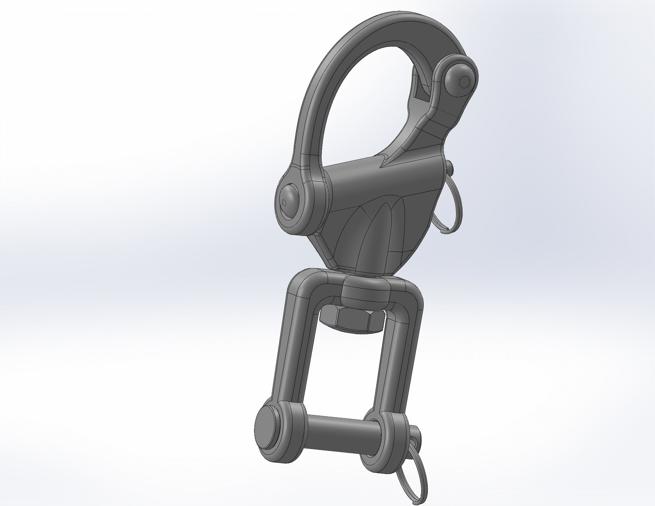 Quick release swivel carabiner with ring 3D model_6