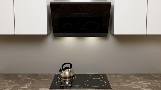 Ceramic Electric Hob and Wall Hood by Bosch Serie 4  3D model