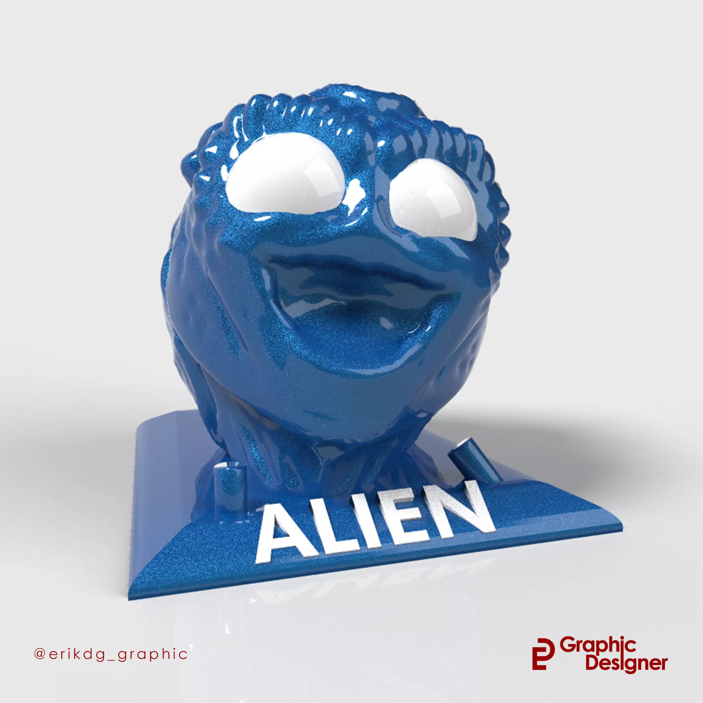 Alien Head Statue 3D model 3D printable | CGTrader