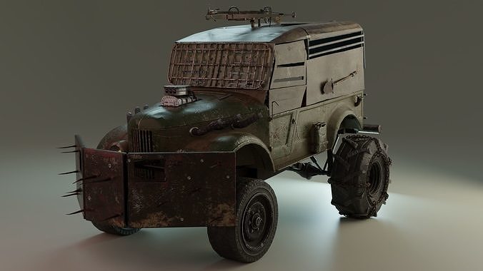 Post-apocalyptic soviet truck Low-poly 3D model