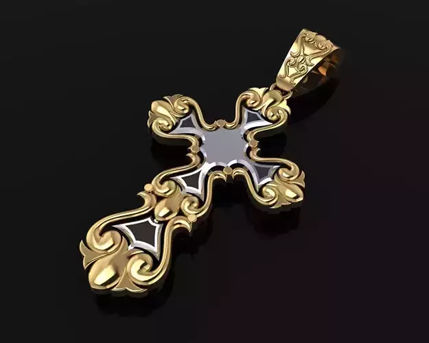 Cross 1 ornate gold pendant