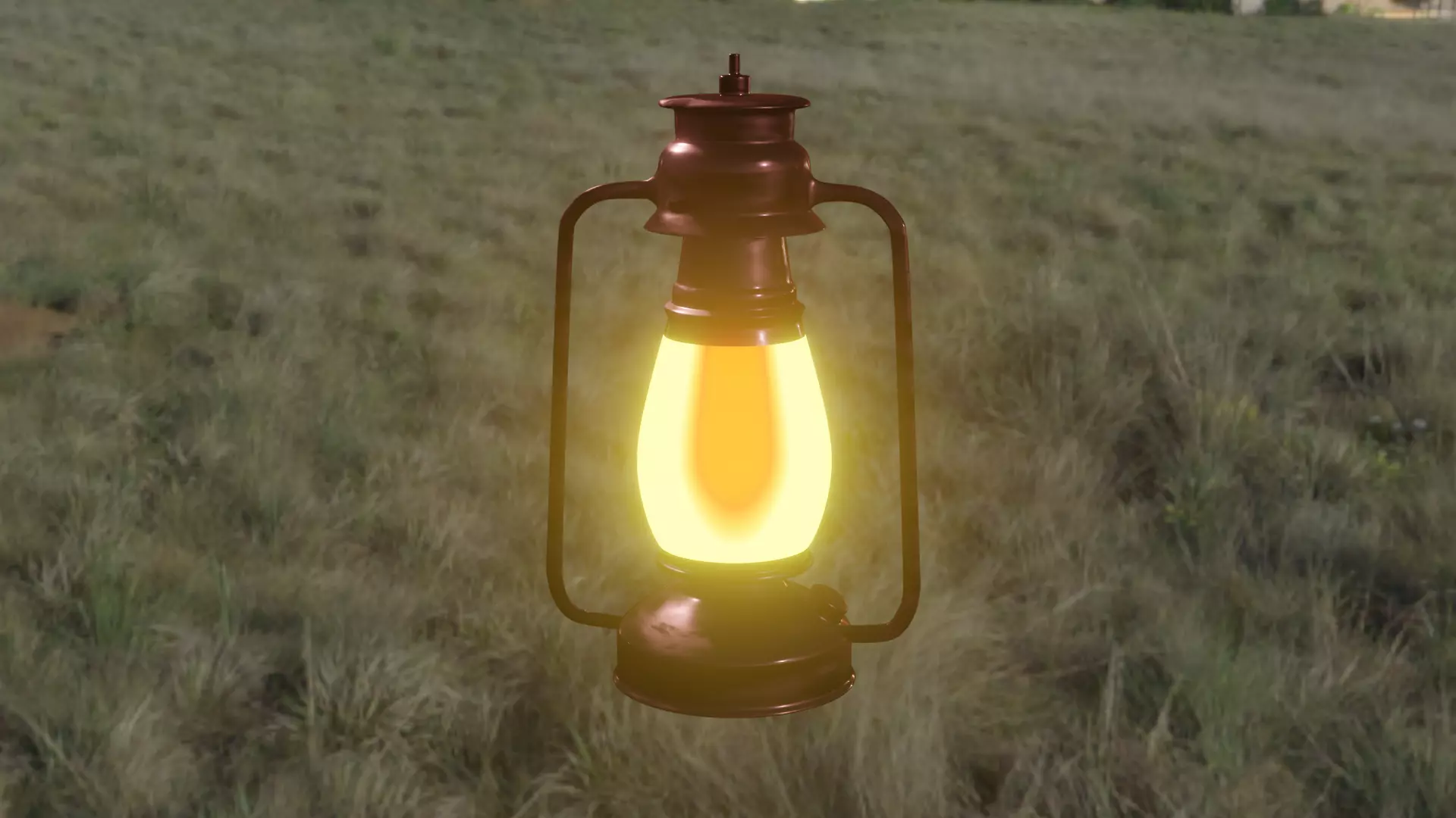 Low poly lamp in middle of field Free low-poly 3D model