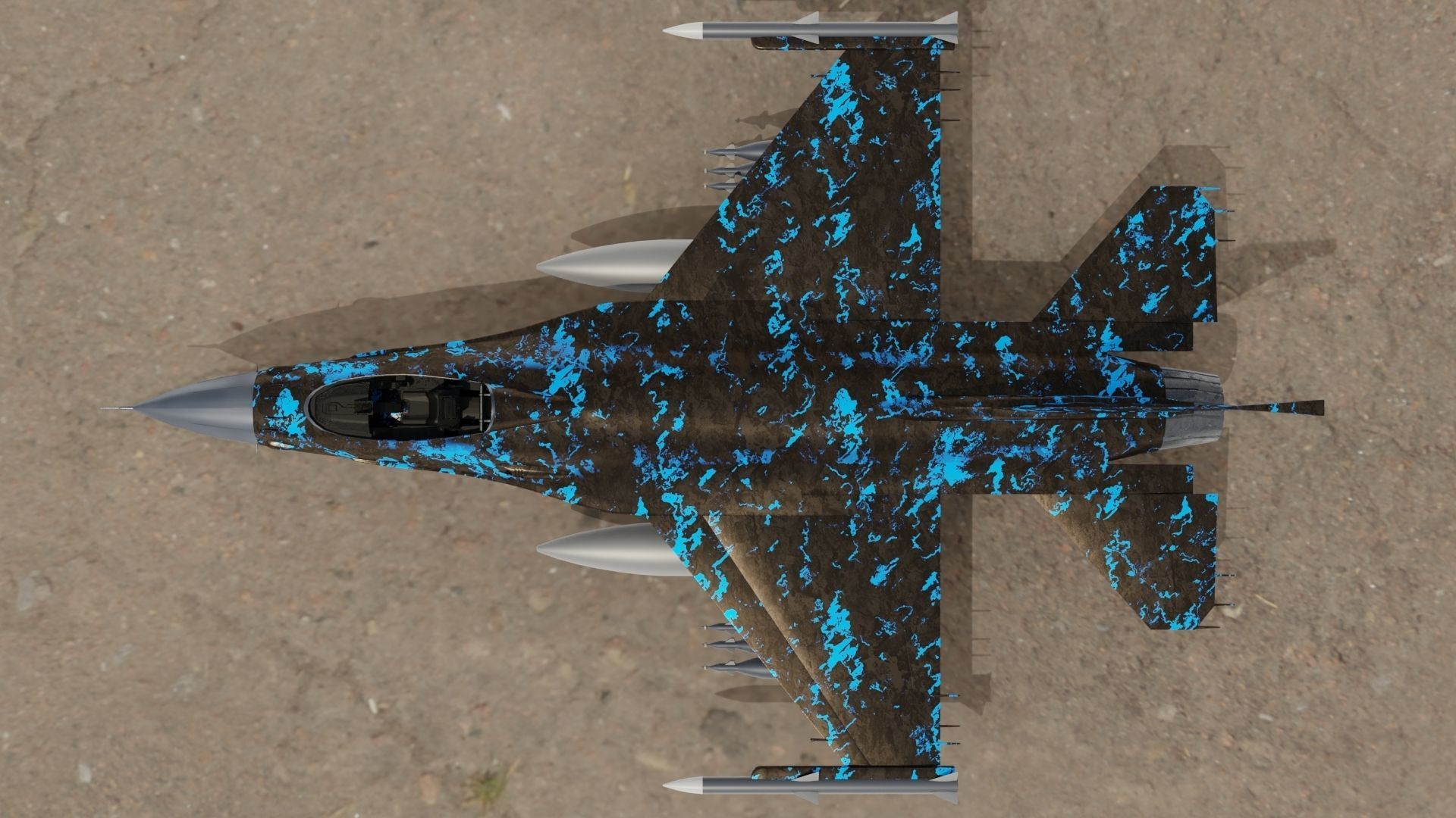 F 16 3D model fighter jet camouflage Low-poly 3D model_3