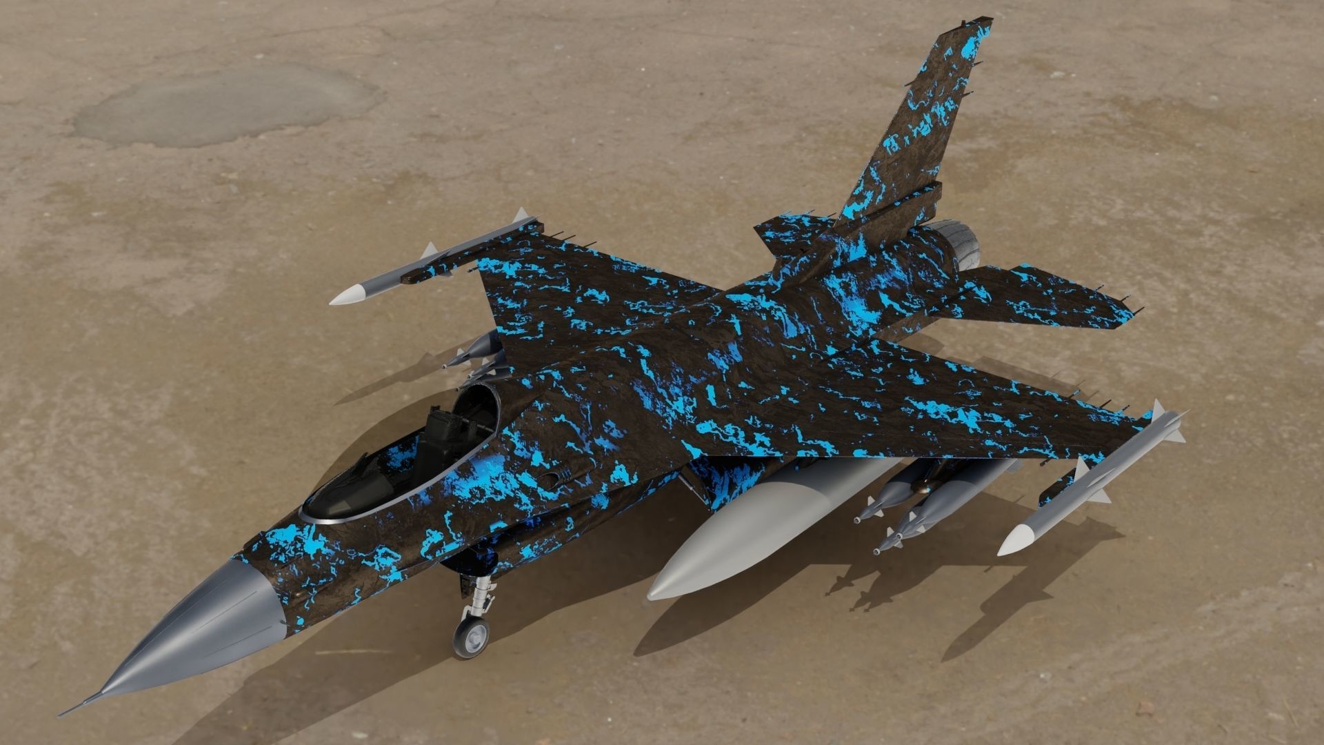 F 16 3D model fighter jet camouflage Low-poly 3D model_1