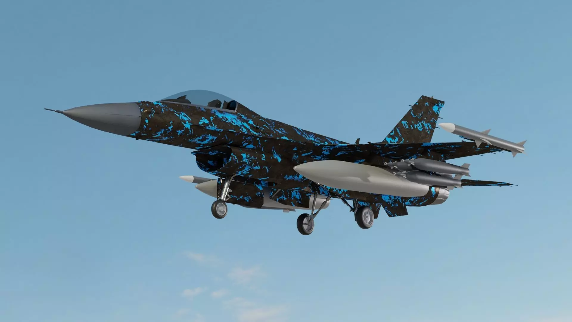 F 16 3D model fighter jet camouflage Low-poly 3D model_0