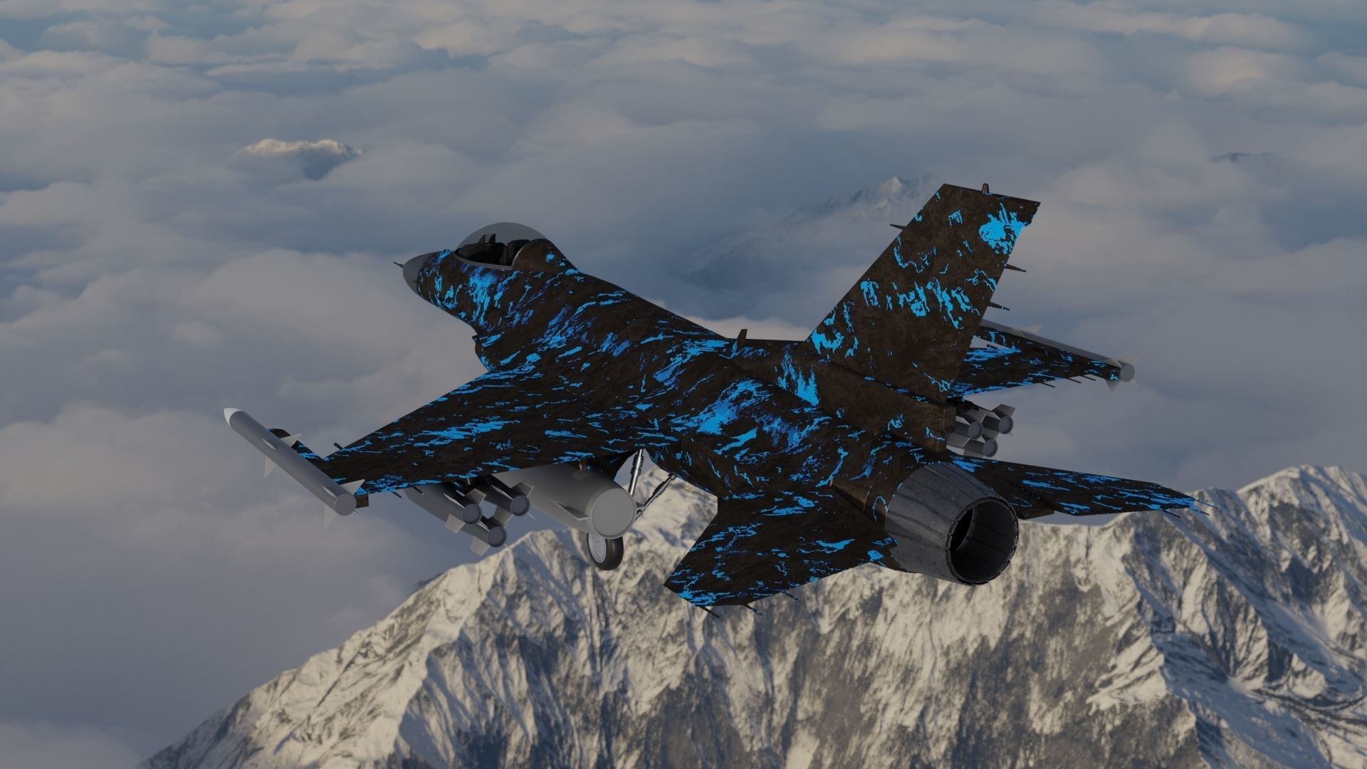 F 16 3D model fighter jet camouflage Low-poly 3D model_6