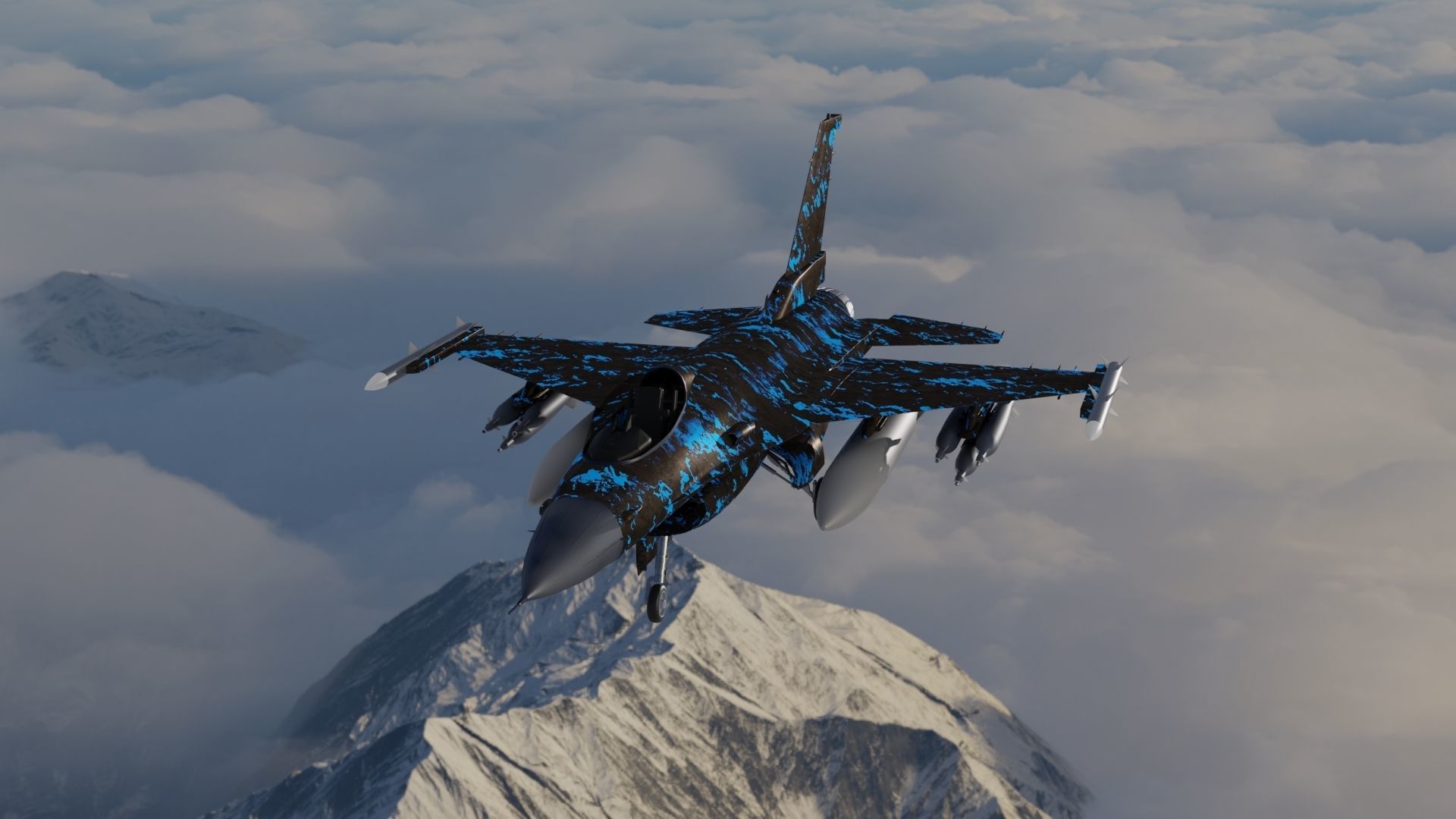 F 16 3D model fighter jet camouflage Low-poly 3D model_8