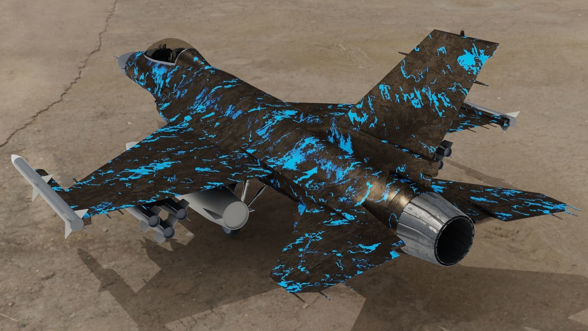 F 16 3D model fighter jet camouflage Low-poly 3D model_2