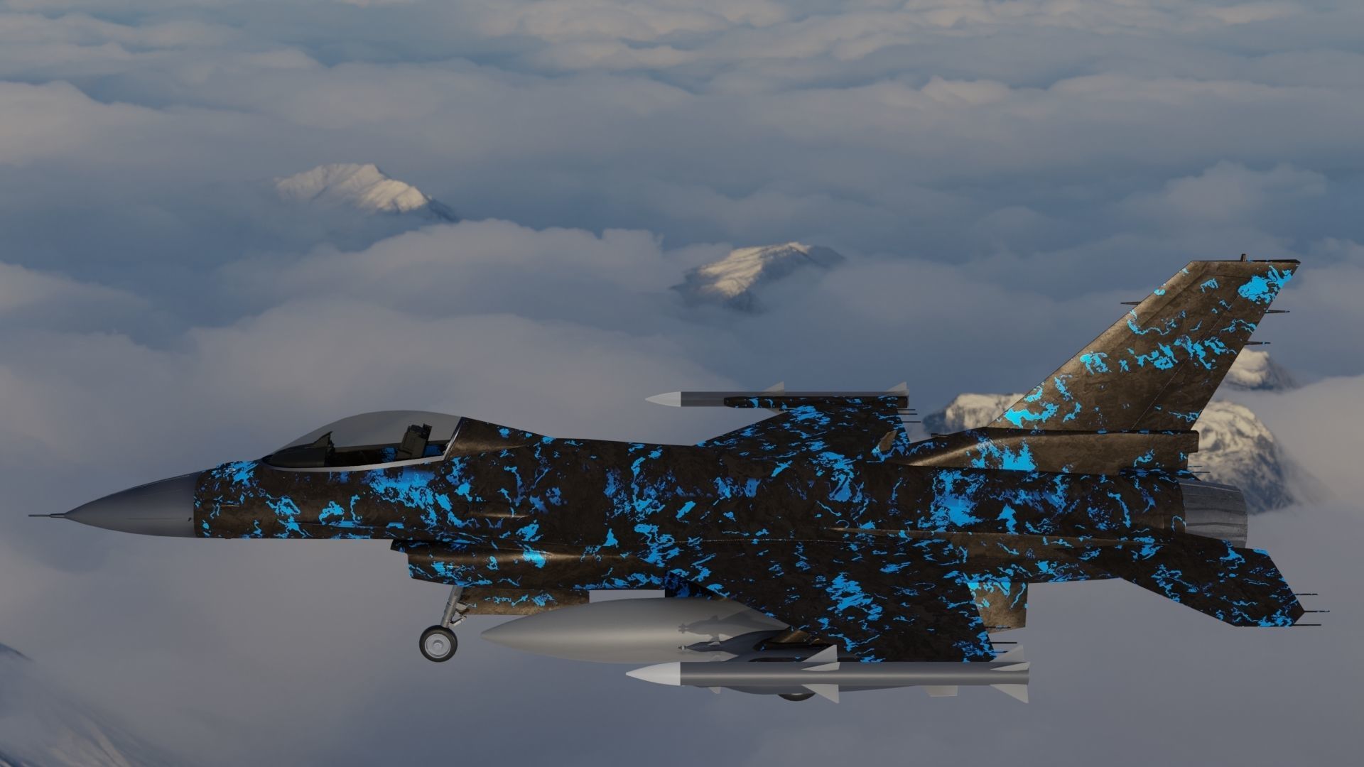 F 16 3D model fighter jet camouflage Low-poly 3D model_5