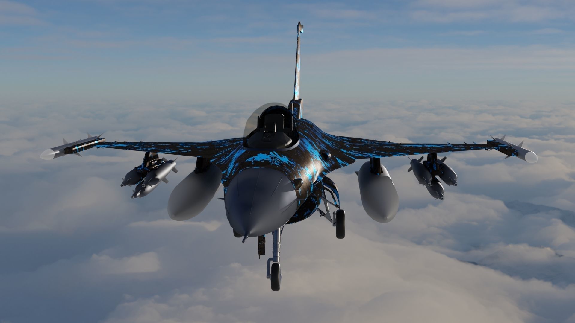 F 16 3D model fighter jet camouflage Low-poly 3D model_4