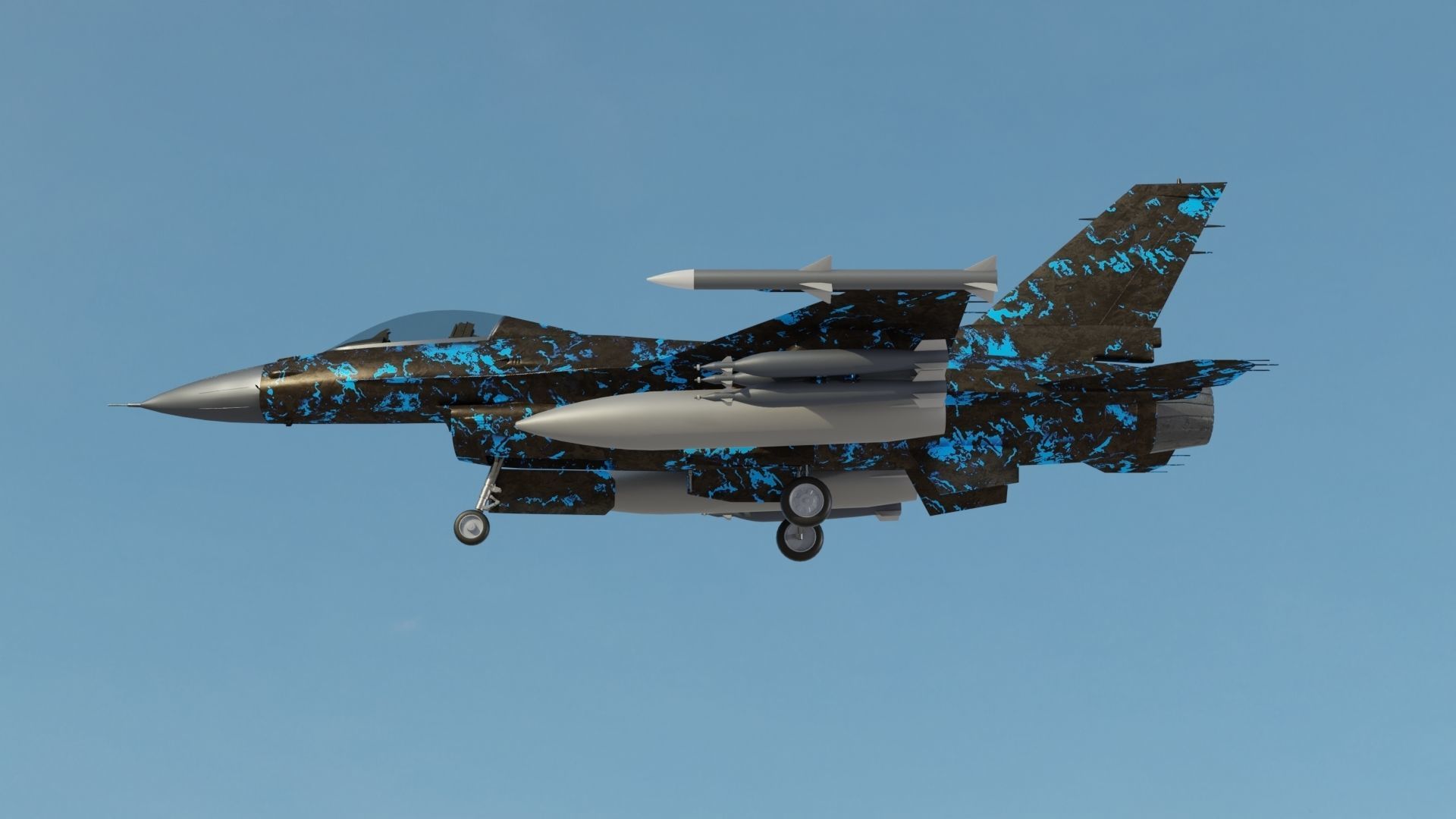 F 16 3D model fighter jet camouflage Low-poly 3D model_7