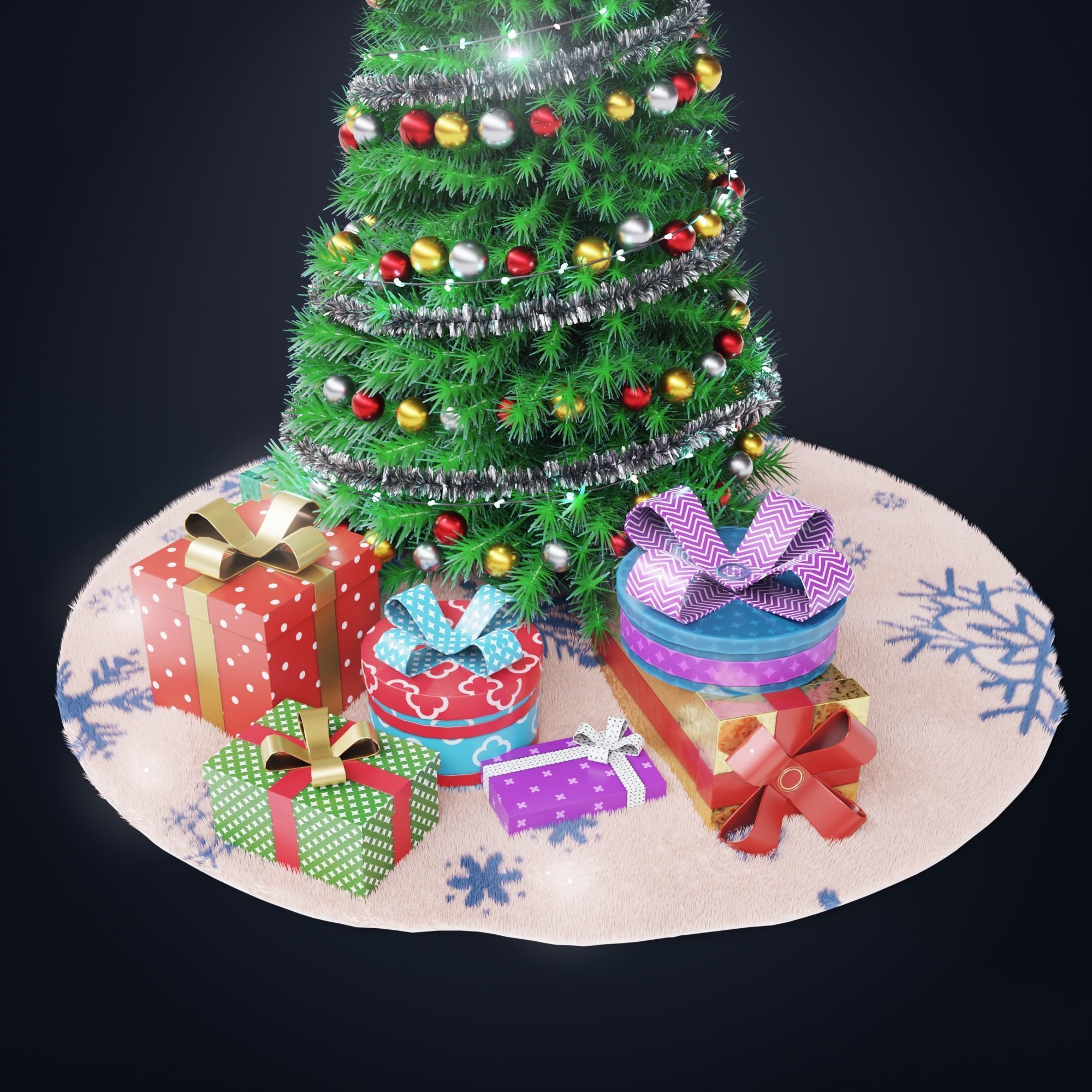 Christmas tree Low-poly 3D model_3