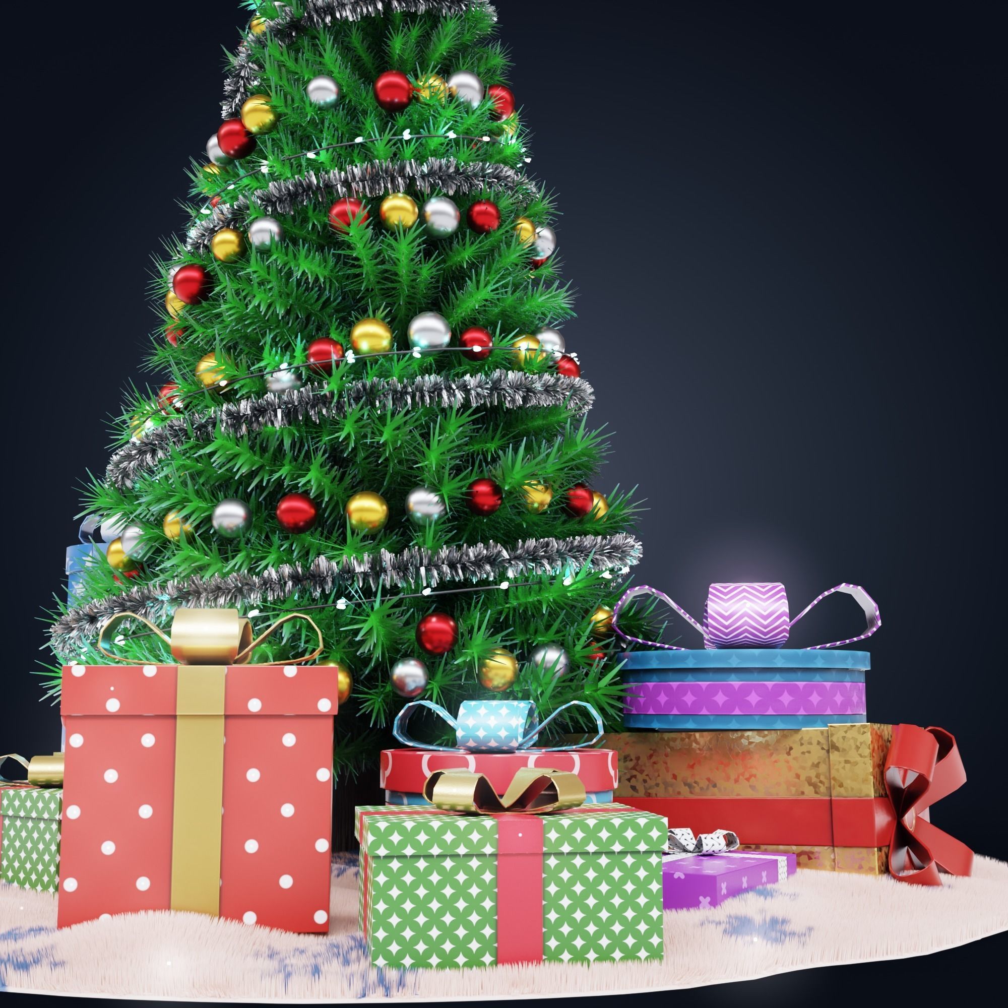 Christmas tree Low-poly 3D model_4