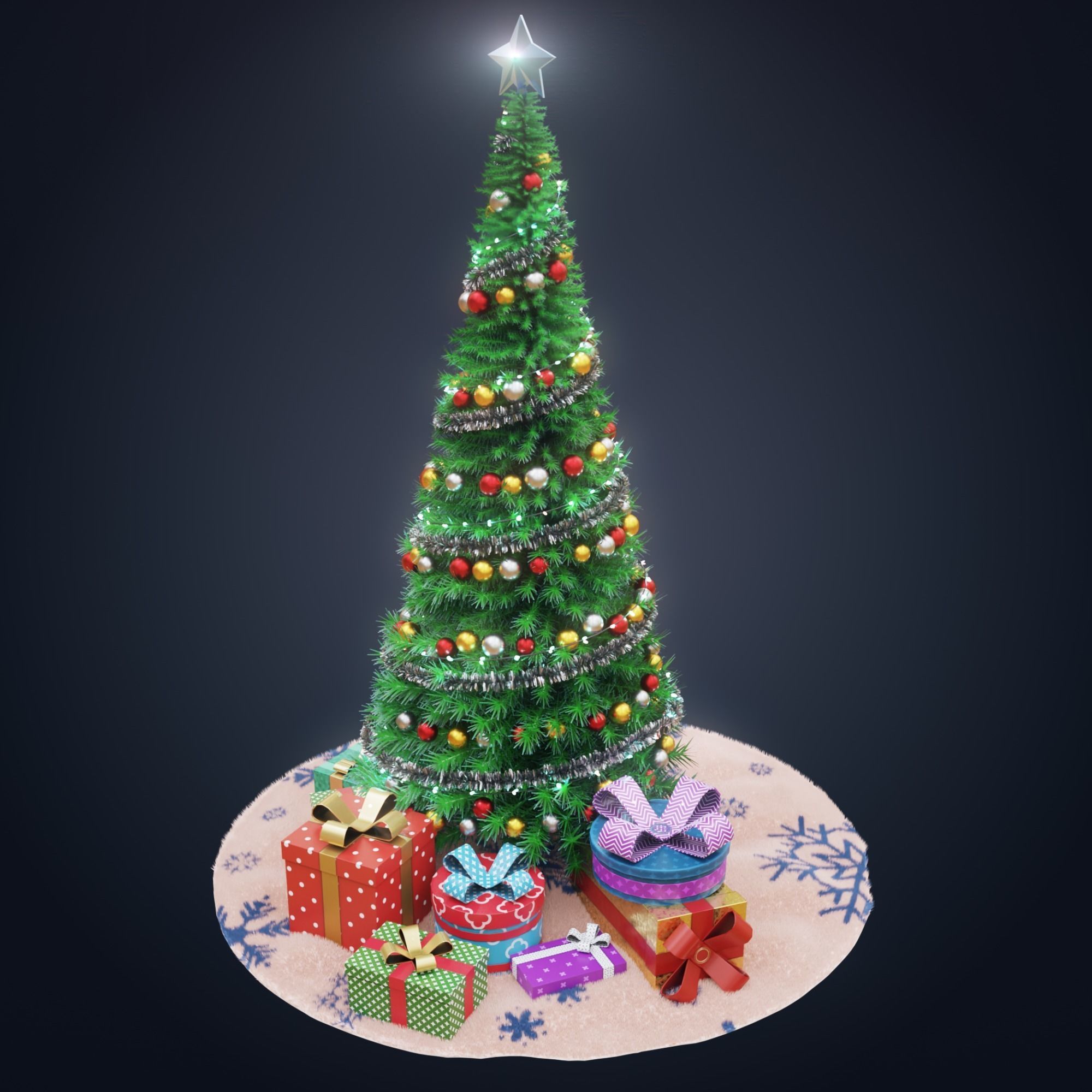 Christmas tree Low-poly 3D model_7