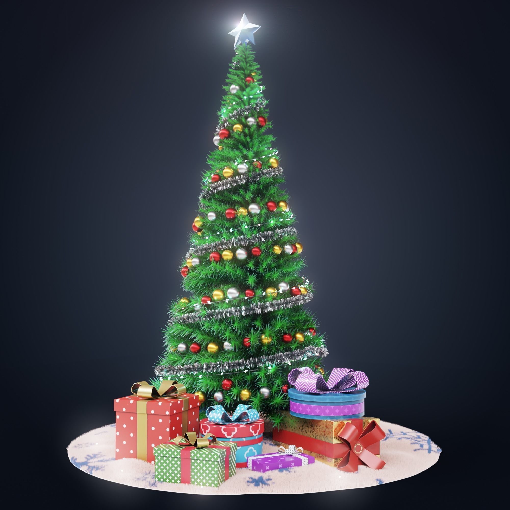Christmas tree Low-poly 3D model_2