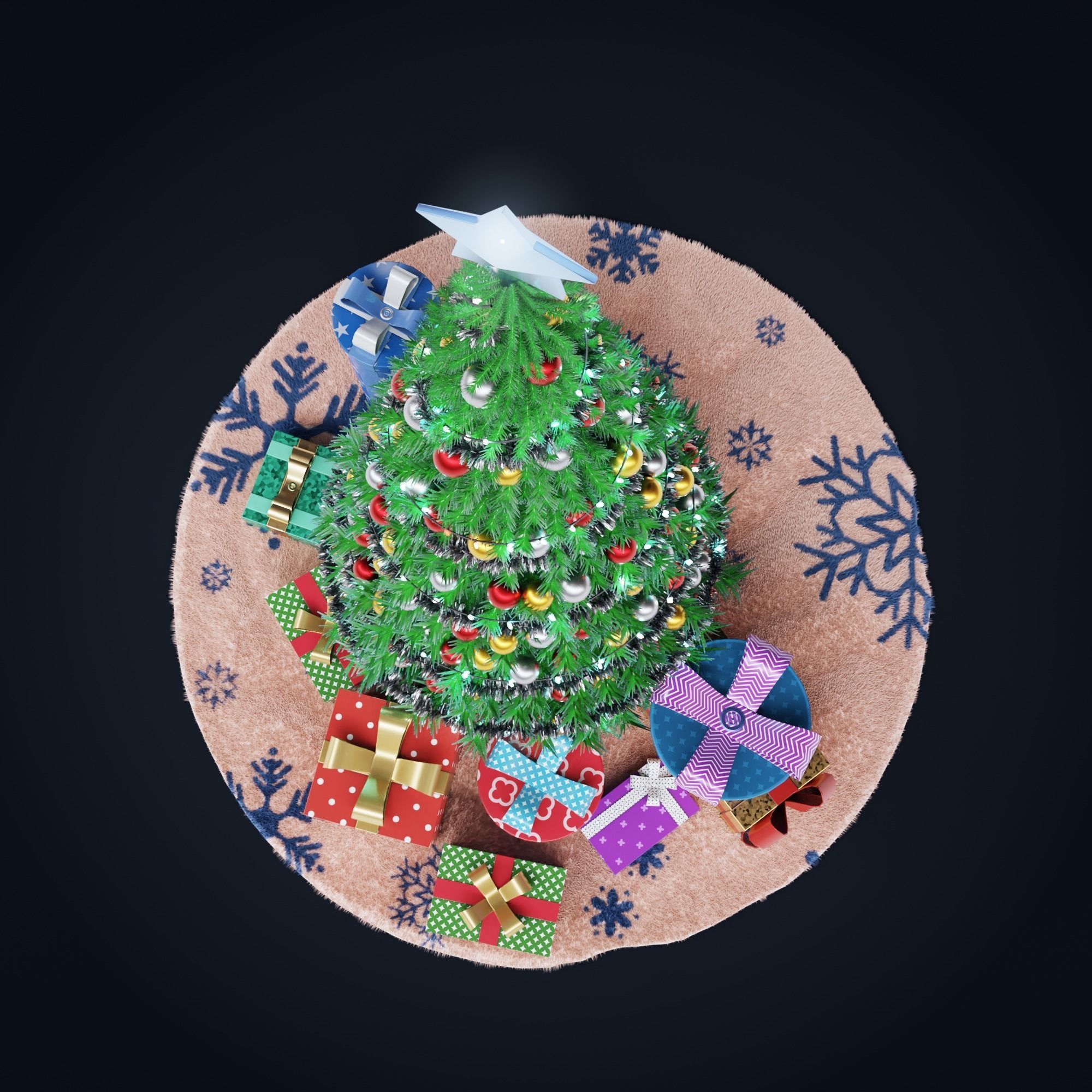 Christmas tree Low-poly 3D model_5