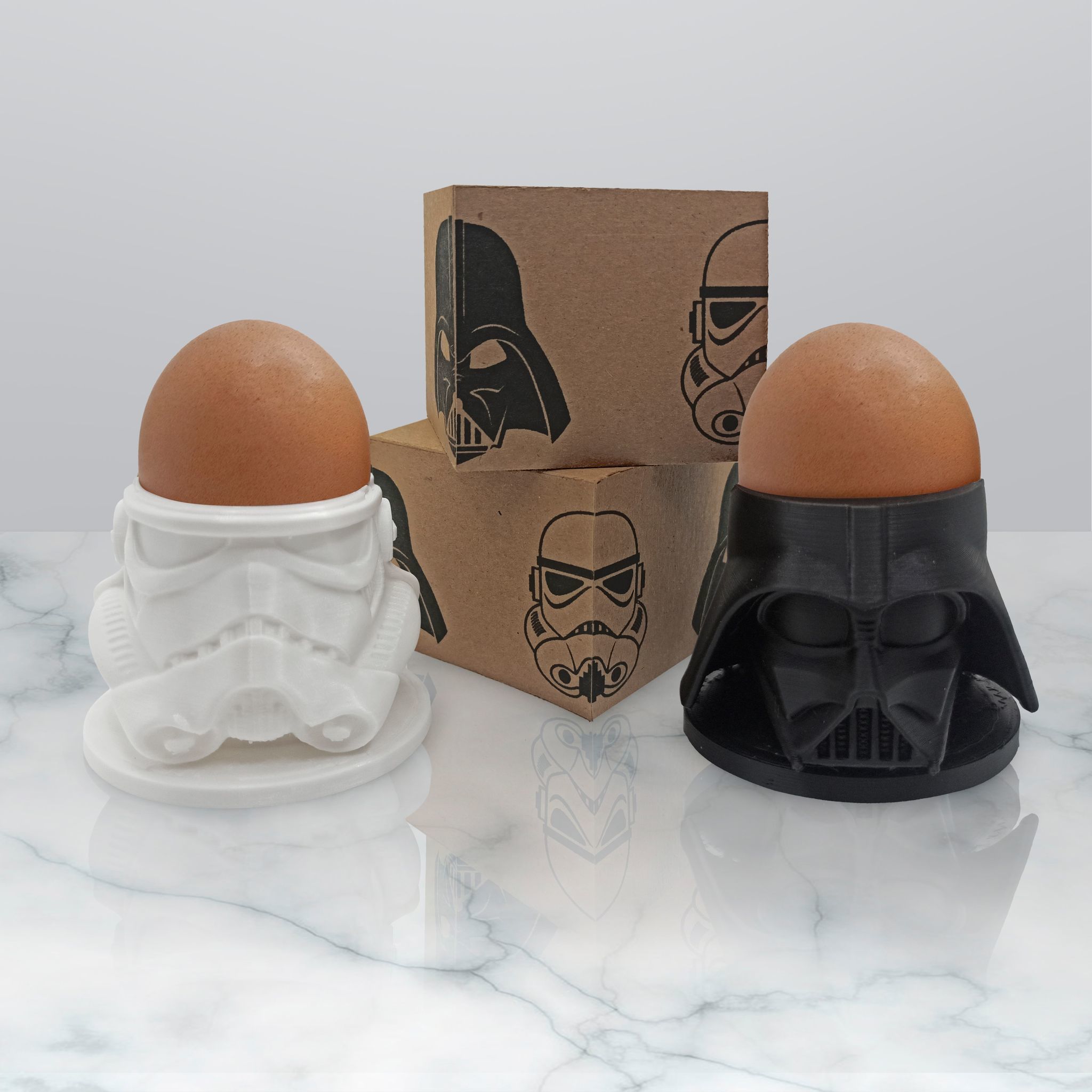 Egg Holder Helmet Starwars Darth Vader and Storm Trooper 3D print model_2