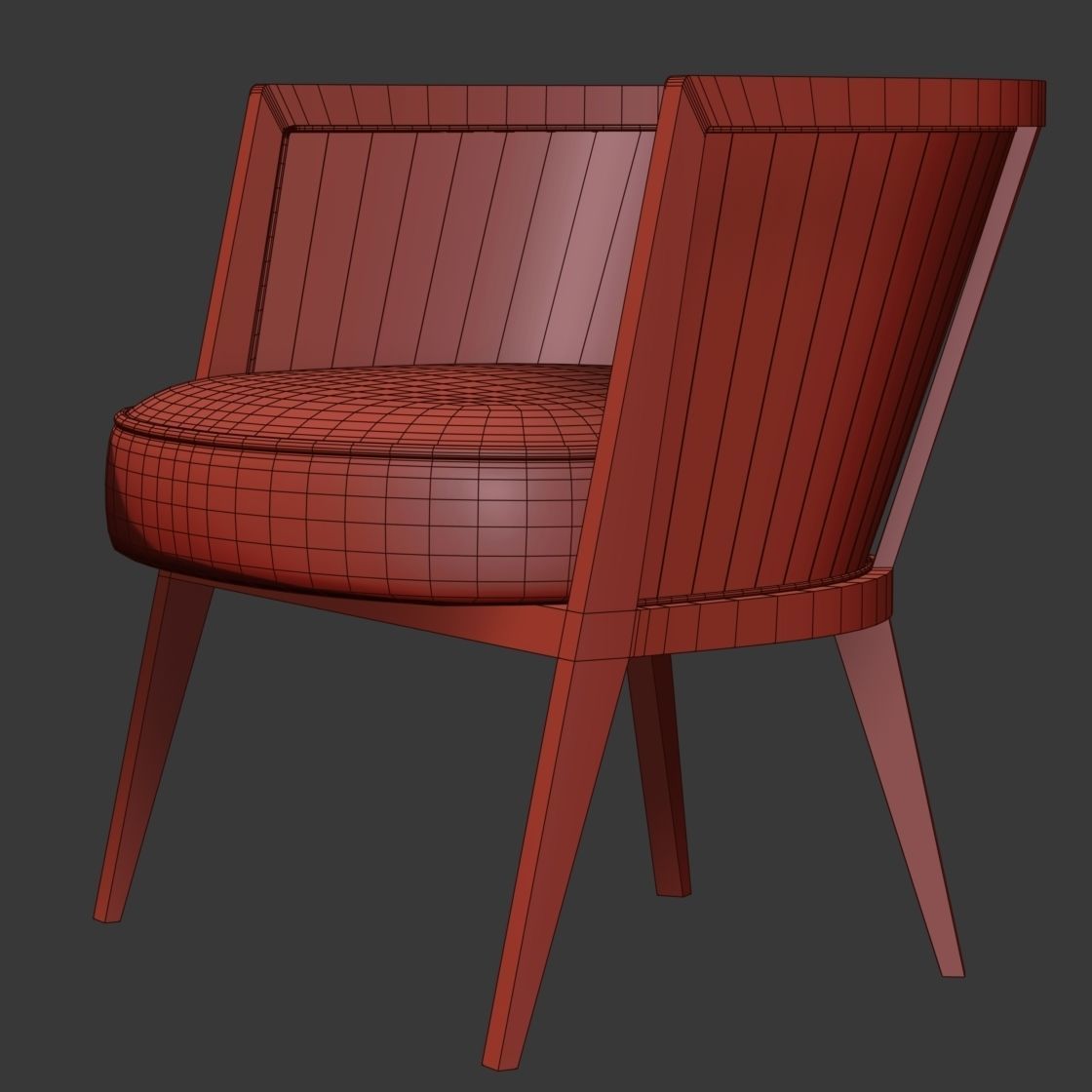 Harvey Probber Lounge Chair low poly version Low-poly 3D model_9