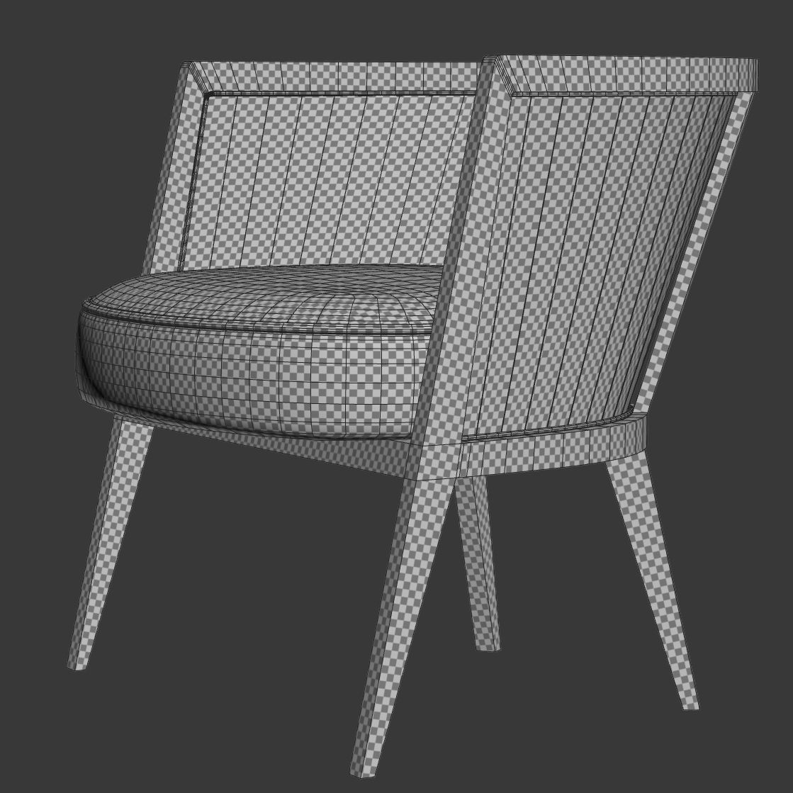 Harvey Probber Lounge Chair low poly version Low-poly 3D model_10