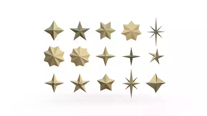 star set low poly group of gold stars