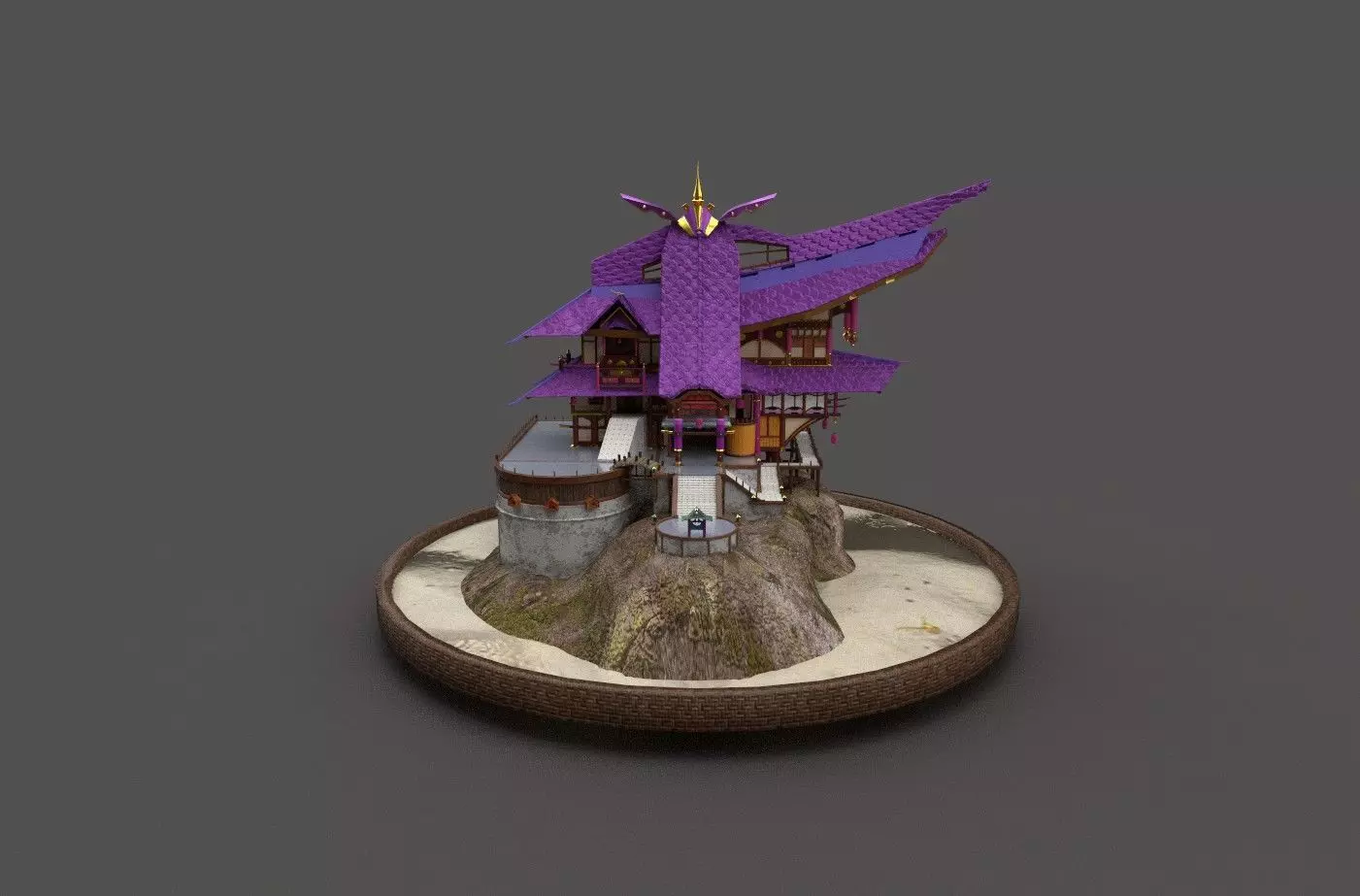 Chinese castle Low-poly 3D model
