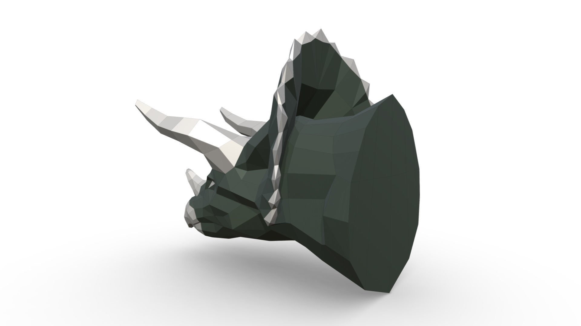 Triceratops head low poly 3D print model_2