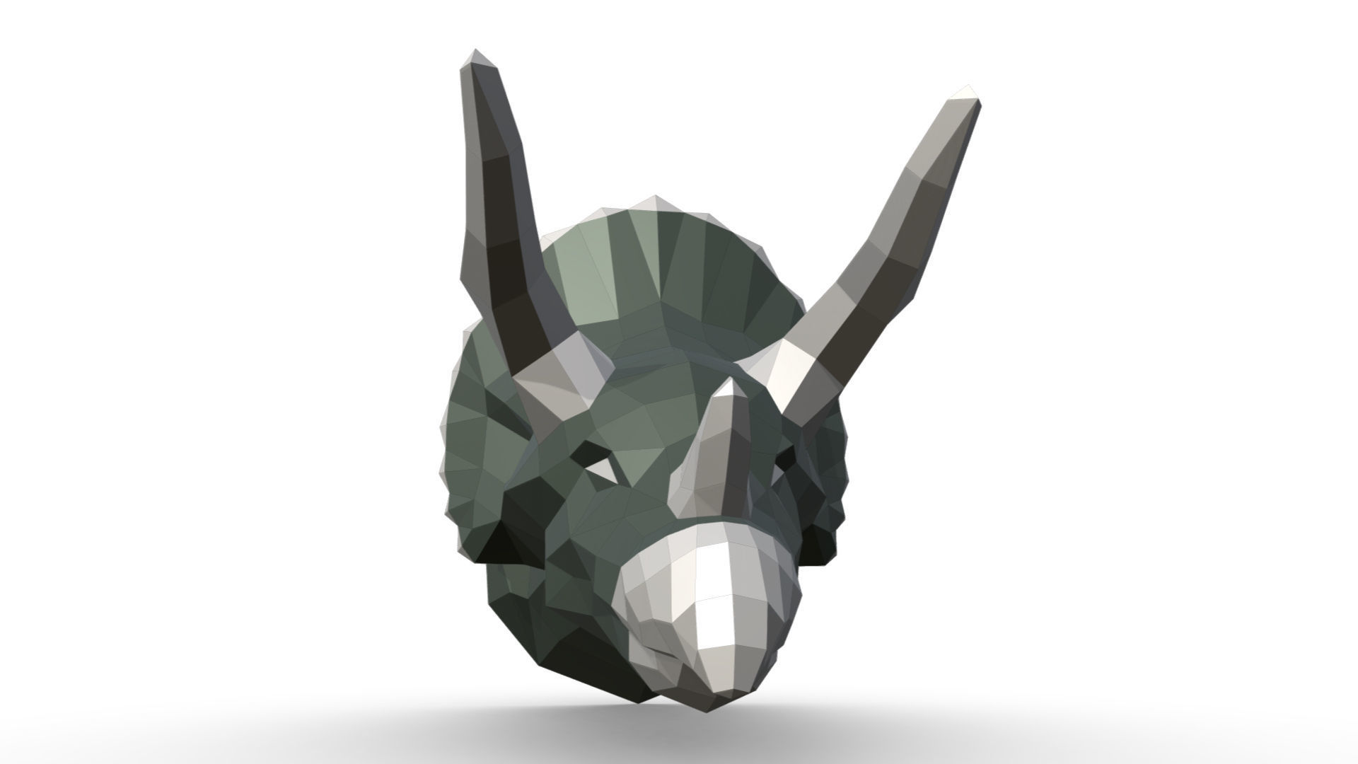 Triceratops head low poly 3D print model_6