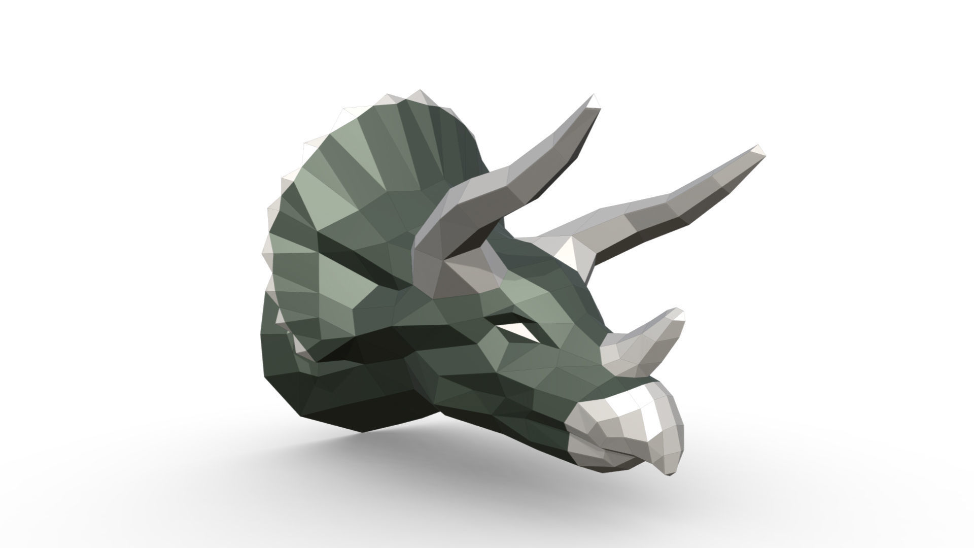 Triceratops head low poly 3D print model_5