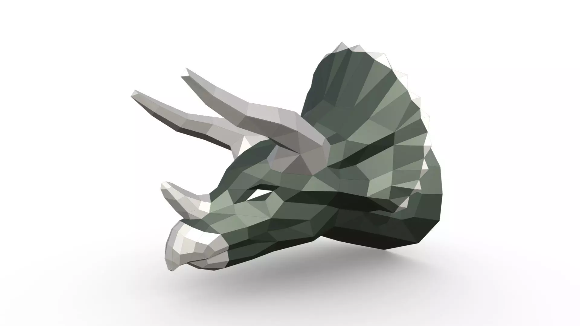 Triceratops head low poly 3D print model_0