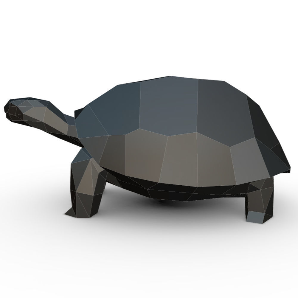 turtle low poly polygonal 3D print model_1