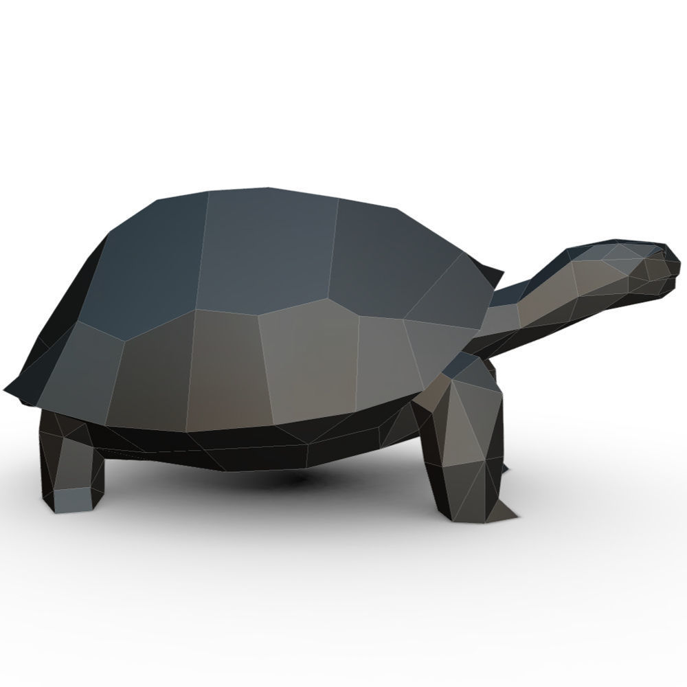 turtle low poly polygonal 3D print model_4
