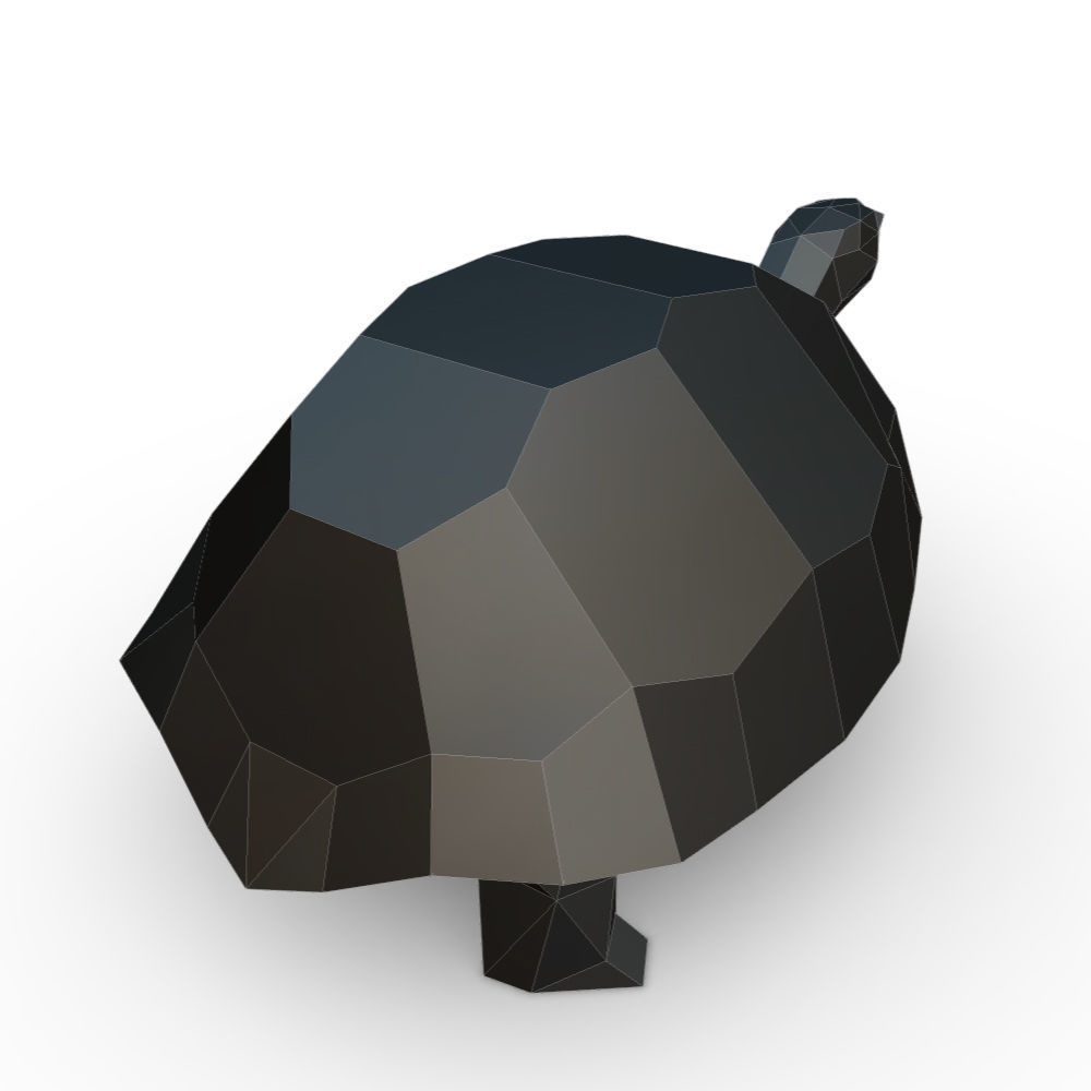 turtle low poly polygonal 3D print model_3