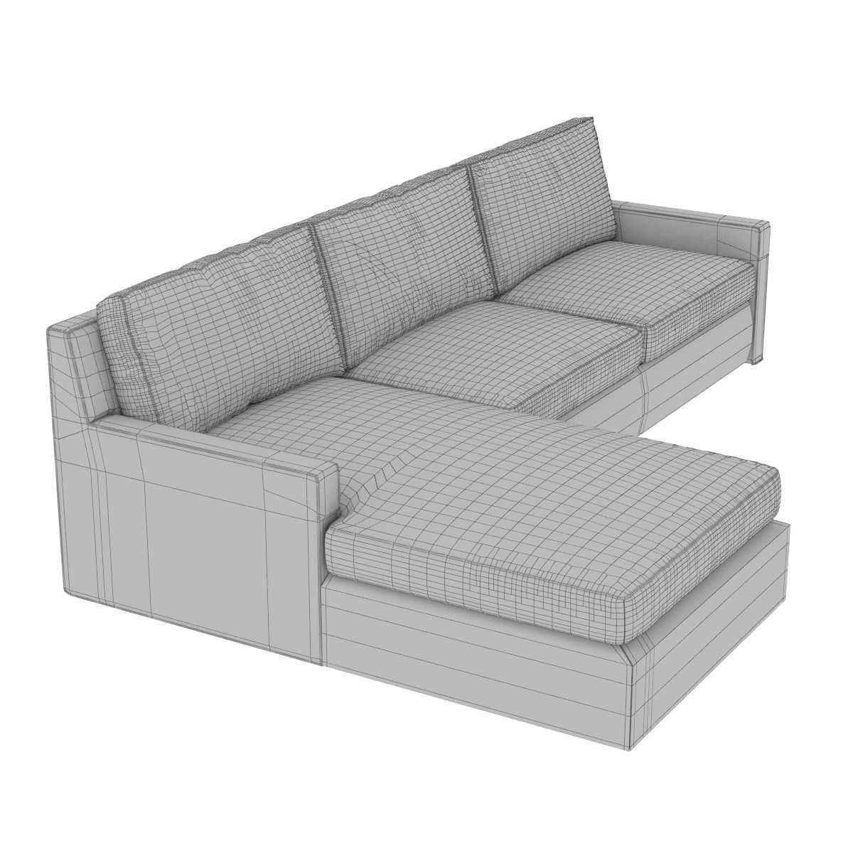 Custom grey textile corner sofa 3D model_6