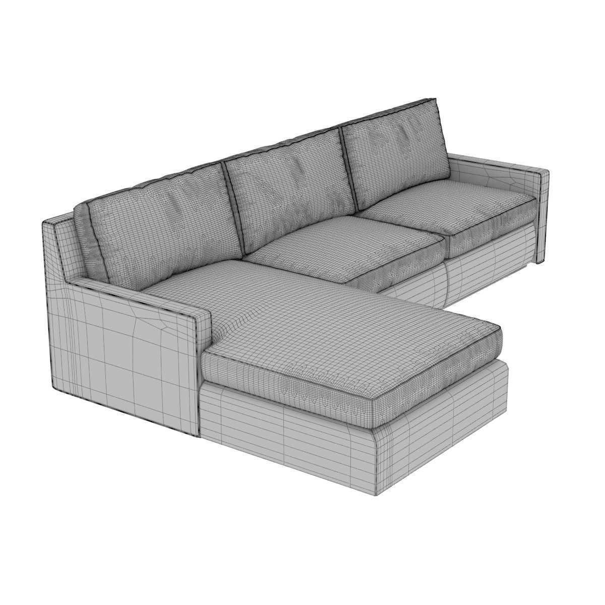 Custom grey textile corner sofa 3D model_10